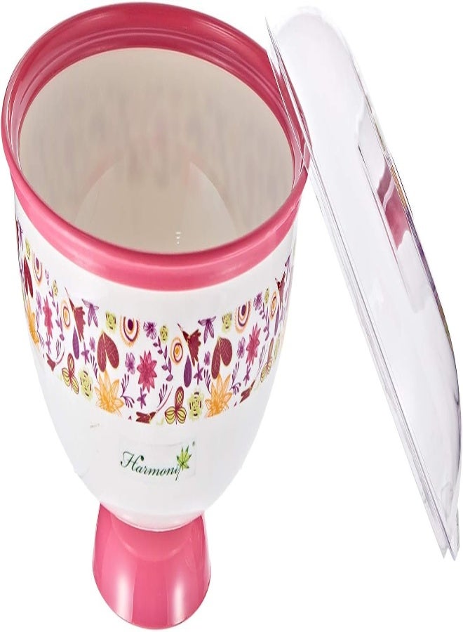 Harmony Salad Bowl With Base And Cover - 1350 Ml, White And Pink, Multi Color - Image 4