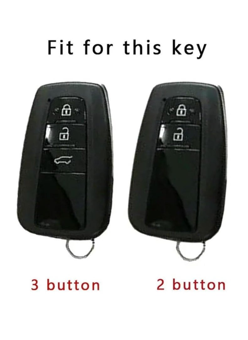 OUYoo OUYoo For Toyota Key Fob Cover with Toyota Key chain, Car Key Fob Case Compatible with Toyota 2018-2023 Camry RAV4 Highlander Avalon C HR Prius Corolla GT86,With UAE flag keychain (Silver)  - Image 3