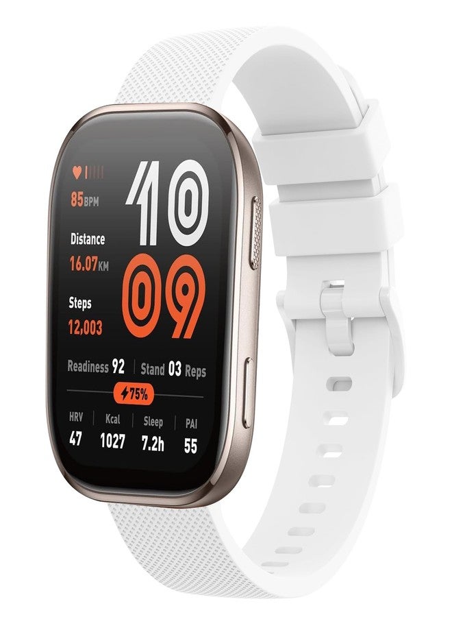 AK Silicone Band Compatible with Amazfit Bip 6 / Bip 5 Watch Band, Amazfit GTR 4 Bands, 22mm Soft Replacement Sport Strap for Amazfit Bip 6 / Bip 5 / GTR 4 Women Men (White) - Image 1