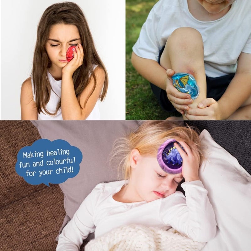 coldchill Boo Boo Hot Cold Ice Packs for Pain Relief Lunch Bags Ice Pack Reusable Gel Pack for Kids Injuries Fever Wisdom Teeth Tired Eyes Headaches Gel Bead Wrap 5 Dinosaur Ice Packs - Image 3