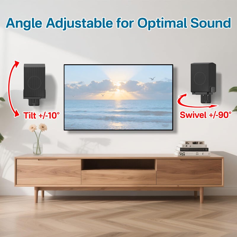 Yibracki Speaker Wall Mounts for Samsung HW-Q Speakers - Adjustable Dual Side Clamp SWA-9500s Rear Speaker Mount for HW-Q990D/Q990F/Q990C/Q930C/Q900C More 5â€“11" Surround Speakers WR Cable Ties Hold Up to 55LBS - Image 3