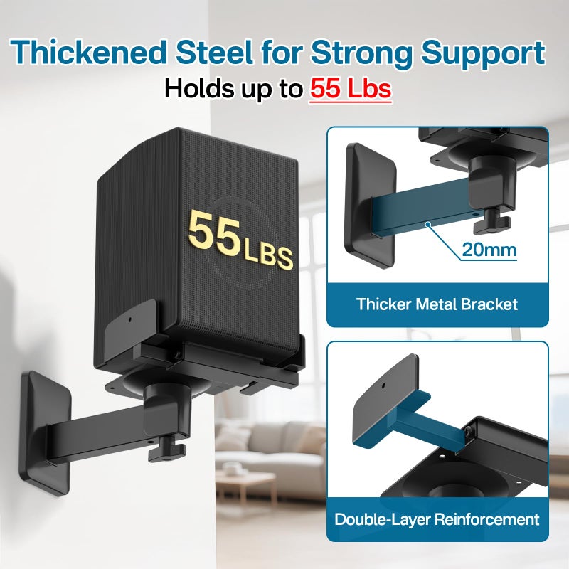 Yibracki Speaker Wall Mounts for Samsung HW-Q Speakers - Adjustable Dual Side Clamp SWA-9500s Rear Speaker Mount for HW-Q990D/Q990F/Q990C/Q930C/Q900C More 5â€“11" Surround Speakers WR Cable Ties Hold Up to 55LBS - Image 4