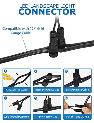 SUNVIE Low Voltage Landscape Well Lights with Wire Connectors, 12W LED, IP67 Waterproof Outdoor In-Ground Garden Lights 12V-24V Warm White for Pathway Driveway Deck (10 Pack & Connectors) - Image 5
