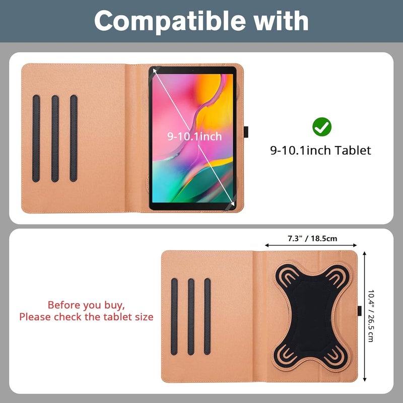 Procases 9"-10.1" Universal Tablet Case, Protective Cover Stand Folio Case For 9 10 10.1 Inch Android Touchscreen Tablet, With 360 Degree Rotatable Kickstand And Multiple Viewing Angles -Black - Image 2