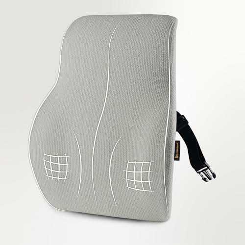 betterhood PosturePro Premium Back Support Cushion for Office Chair and Car Seat | High Density 100% Memory Foam, Cotton Cover | Large Size | Orthopedic Ergonomic Lumbar Backrest for Back Pain (Grey) - Image 1