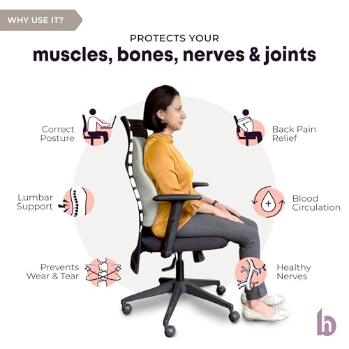 betterhood PosturePro Premium Back Support Cushion for Office Chair and Car Seat | High Density 100% Memory Foam, Cotton Cover | Large Size | Orthopedic Ergonomic Lumbar Backrest for Back Pain (Grey) - Image 4