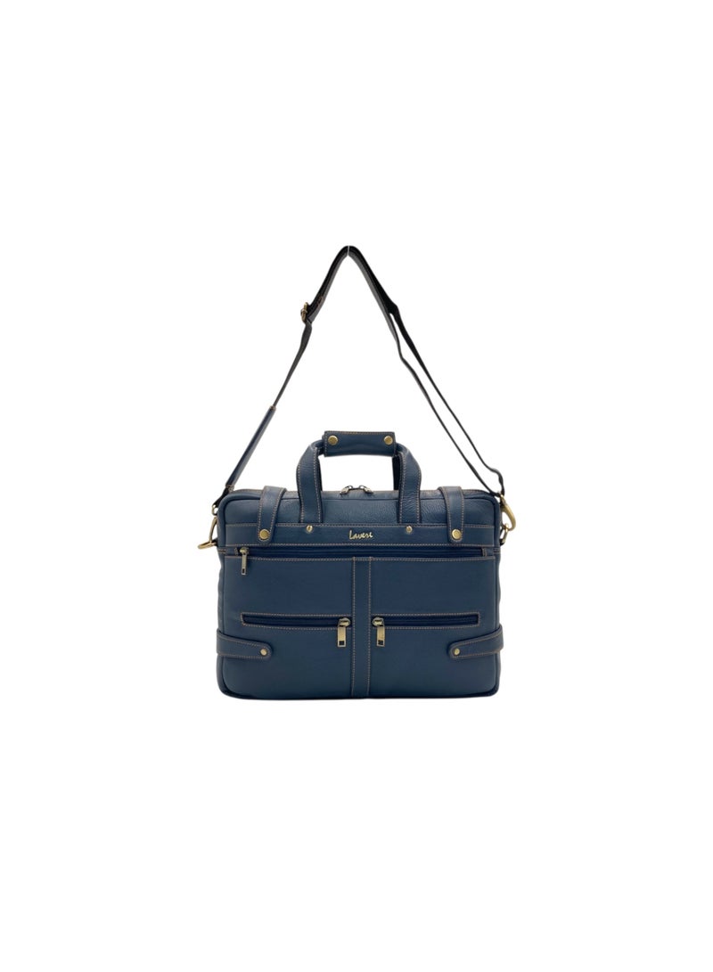 LAVERI LEATHER LAVERI Laptop Bag for Men - Leather Messenger Bag for Office - Fits up to 15 Inch Laptop - Shoulder Bag with Multiple Compartments - Executive Leather Bag for Work/Travel/Casual - 2872 - Image 3