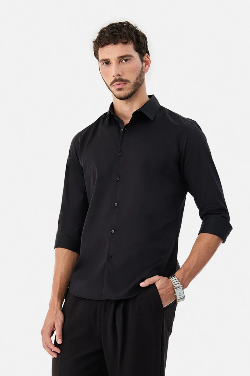 SNITCH Black Slim Fit Shirt