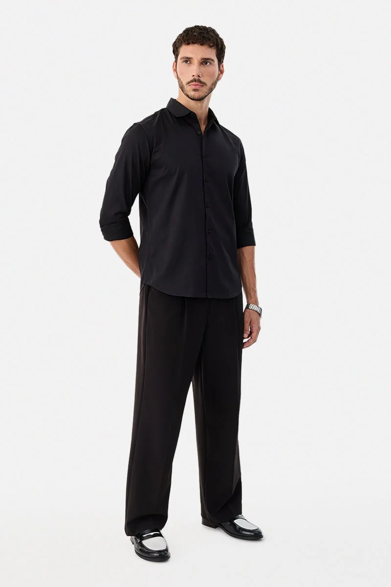 SNITCH Black Slim Fit Shirt