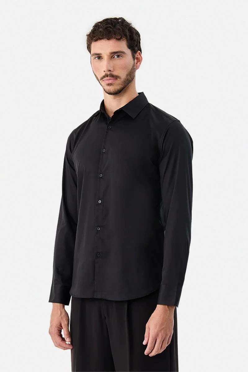 SNITCH Black Slim Fit Shirt
