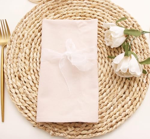 JINVASE Dinner Cloth Napkins Bulk, Cotton Linen Napkins,Washable Napkins for Weddings Decorations (Champagne Blush, 12 Pack) - Image 3