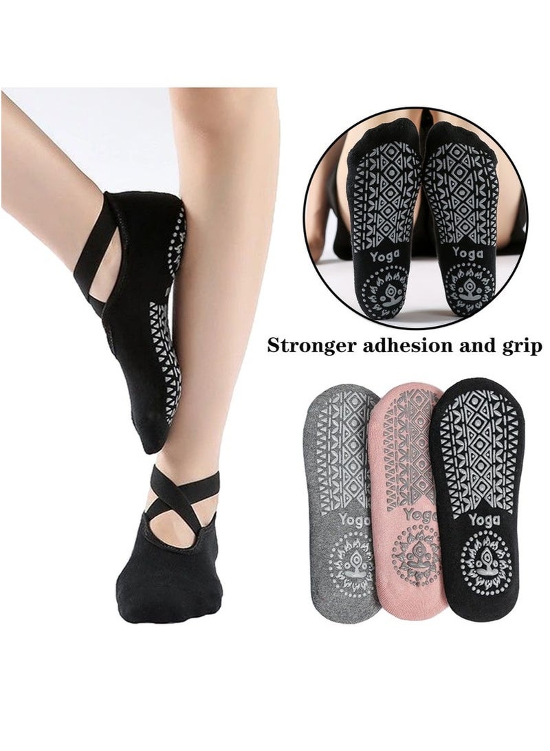 Generic 3 Pairs Anti-Skid Breathable Fitness Pilates Yoga Socks Ballet Dance Socks Barefoot Workout Socks - Image 2