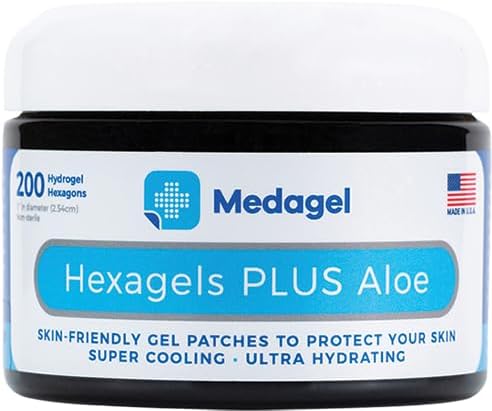 Medagel هكساجيل بلس ألو فيرا لاصقات هيدروجيل المتقدمة للشفاء لمنع الفقاعات ورعاية الحروق المهدئة حماية الكعب والإصبع والكاحل عبوة من 200 لاصقة بحجم 1 إنش تركيبة أصلية - Image 1