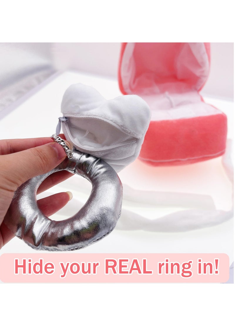 Plush Ring Box Toy Funny Gifts Couples Ideas Hide Surprise Oversized Ring Sets Plush Couple Ring Surprise Gift Machine Washable Love Ring Case Pink  - Image 2