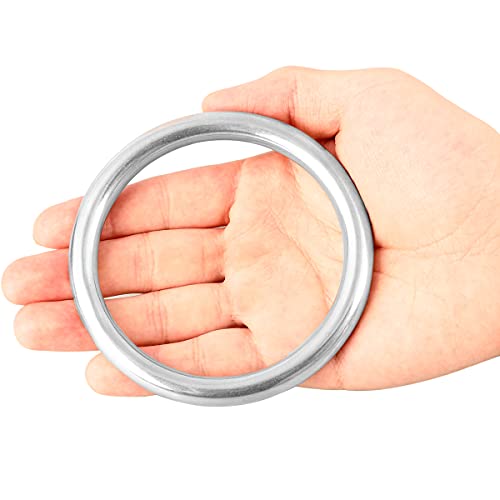 Abimars 4" Seamless Metal O Ring, 2 Pack 304 Stainless Steel Rings Load 550lbs, Solid, Heavy Duty Multi-Purpose Metal O-Ring for Macrame, Dog Leashes - Image 3