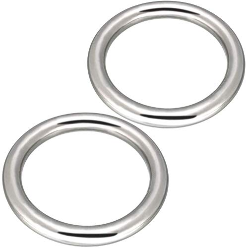 Abimars 4" Seamless Metal O Ring, 2 Pack 304 Stainless Steel Rings Load 550lbs, Solid, Heavy Duty Multi-Purpose Metal O-Ring for Macrame, Dog Leashes - Image 1