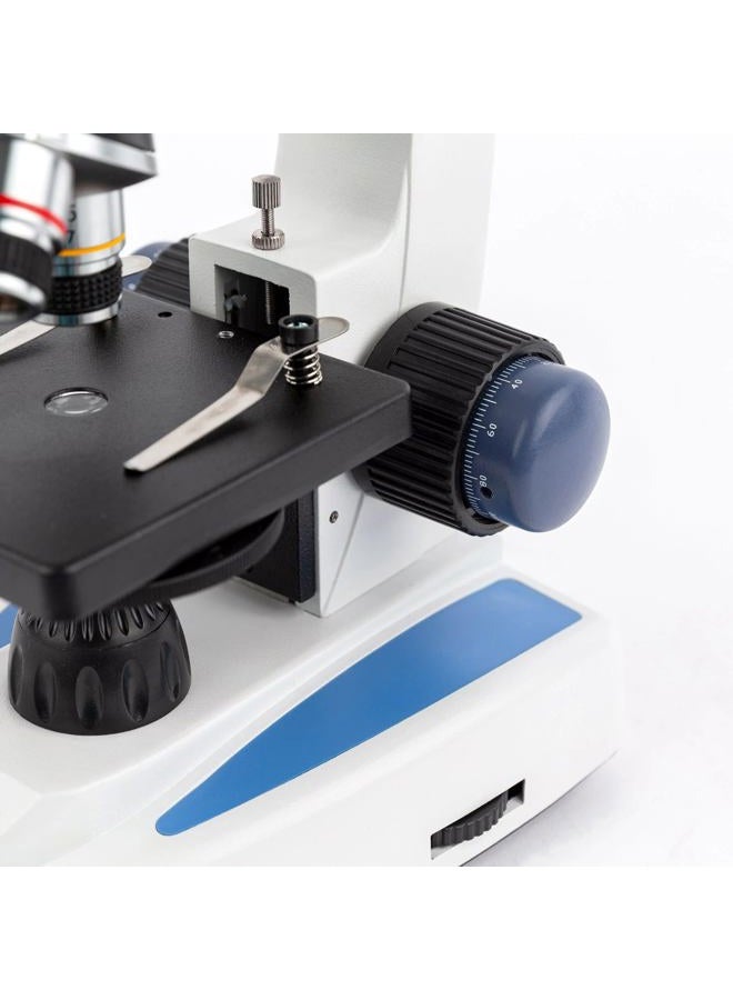 AmScope 40X-1000X LED Cordless All-Metal Framework Full-Glass Optical Lens Student Compound Microscope with Coarse & Fine Focusing + Digital Camera USB Imager - Image 5