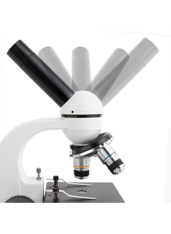 AmScope 40X-1000X LED Cordless All-Metal Framework Full-Glass Optical Lens Student Compound Microscope with Coarse & Fine Focusing + Digital Camera USB Imager - Image 4