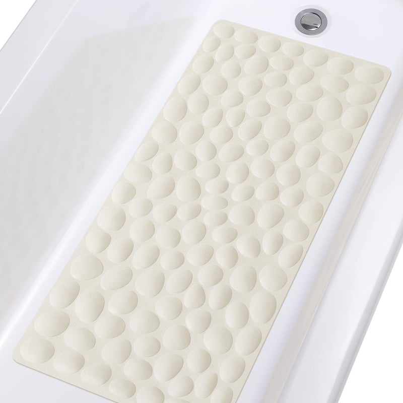 NonSlip Bathtub Mat OTHWAY Soft Rubber Bathroom Bathmat with Strong Suction Cups Beige