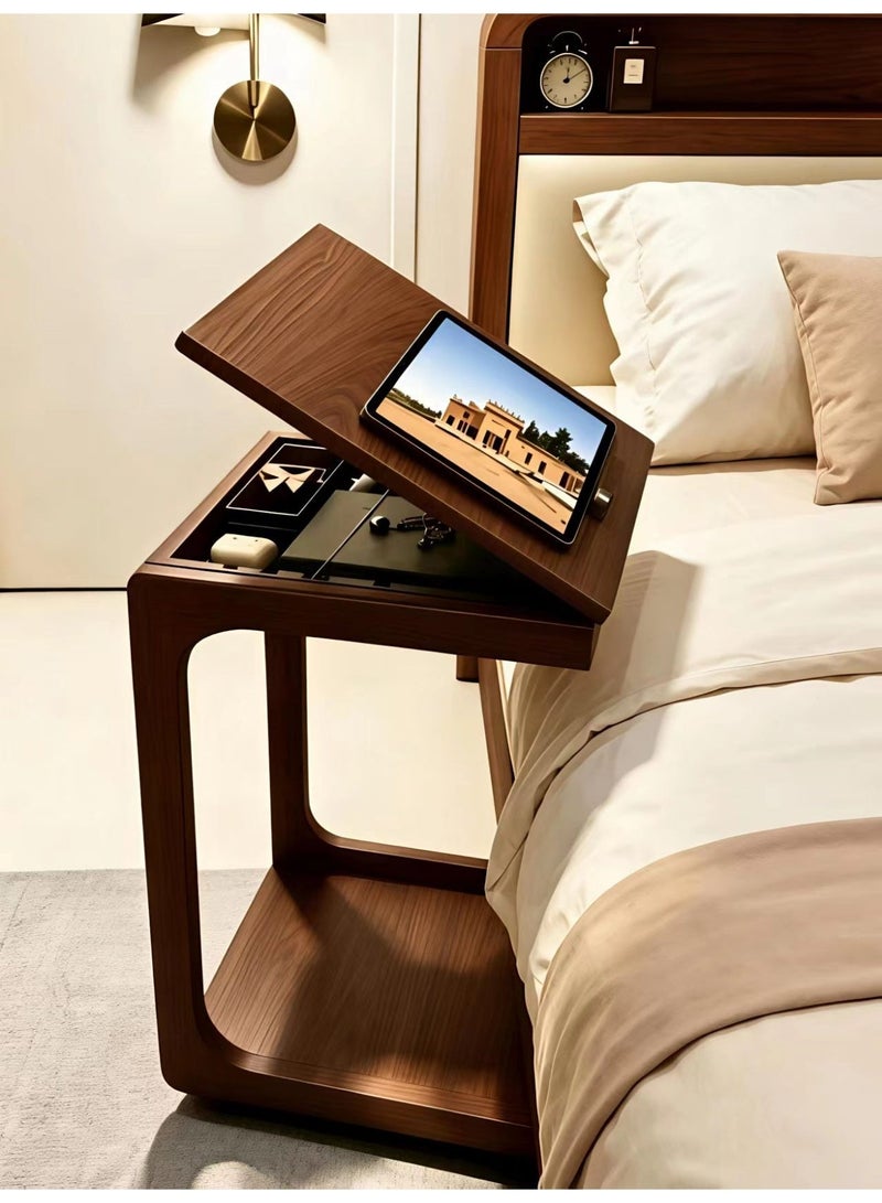 ChenDa Multifunctional C‑Shaped Side Table – Mobile Laptop Desk, Sofa Side Table, Coffee Table, and Bedside Storage Table. Features Four Lockable Tilt Angles, Lockable Swivel Casters, Flip‑Top Storage Compartment, and Bottom Shelf. - Image 1