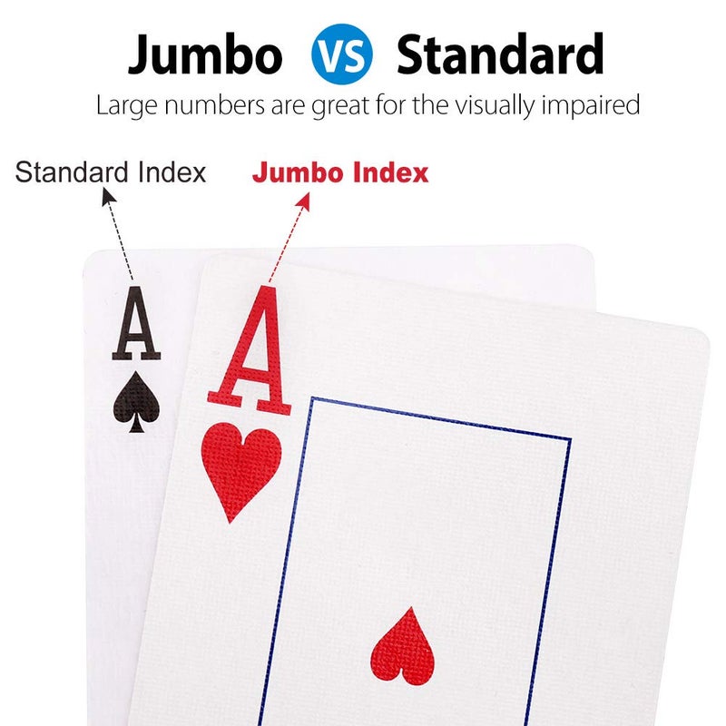 LotFancy Playing Cards, Large Print, 12 Decks of Cards (6 Black 6 Red), Jumbo Index, Poker Size, for Texas Hold'em, Blackjack, Euchre Cards Games - Image 2