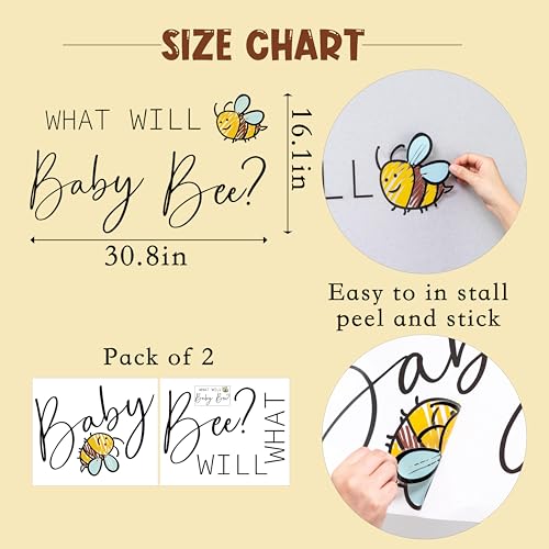 VANGNING Baby Bee Gender Reveal Decal - What Will Baby Bee? for Shower Theme, Balloon Arch Stickers, Boy or Girl Sign - Image 2