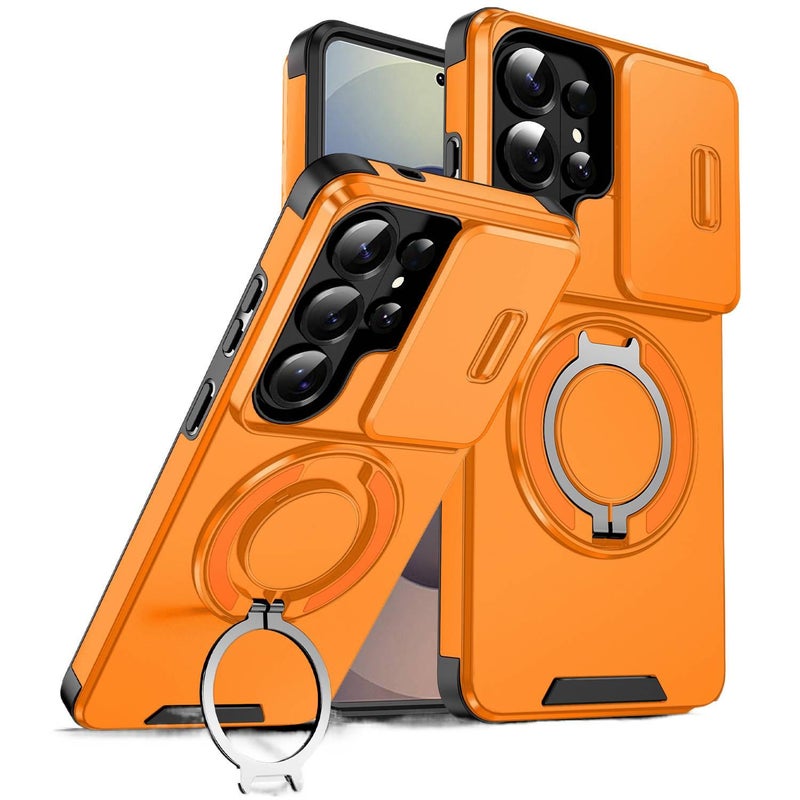 BB TPU+PC Protective Case for iPhone 15 / 15 Plus / 15 Pro / 15 Pro Max with Shockproof and Drop Protection plus Shockproof plus Kickstand plus Strong Magnetic in Orange - Image 1
