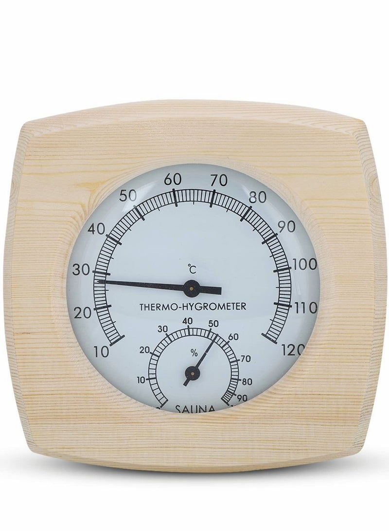 Sauna Thermometer and Hydrometer, Wooden 2 In 1 Temperature Humidity Meter Accessories - Image 1