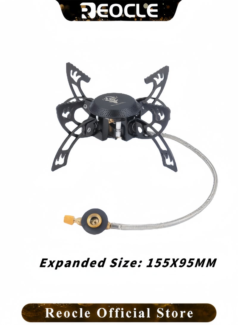 ريوكل مواقد التخييم مقاومة للرياح موقد غاز للتخييم محمول وقابل للطي مع حامل للقدر الصغير في الهواء الطلق للنزهة والتسلق - Image 2