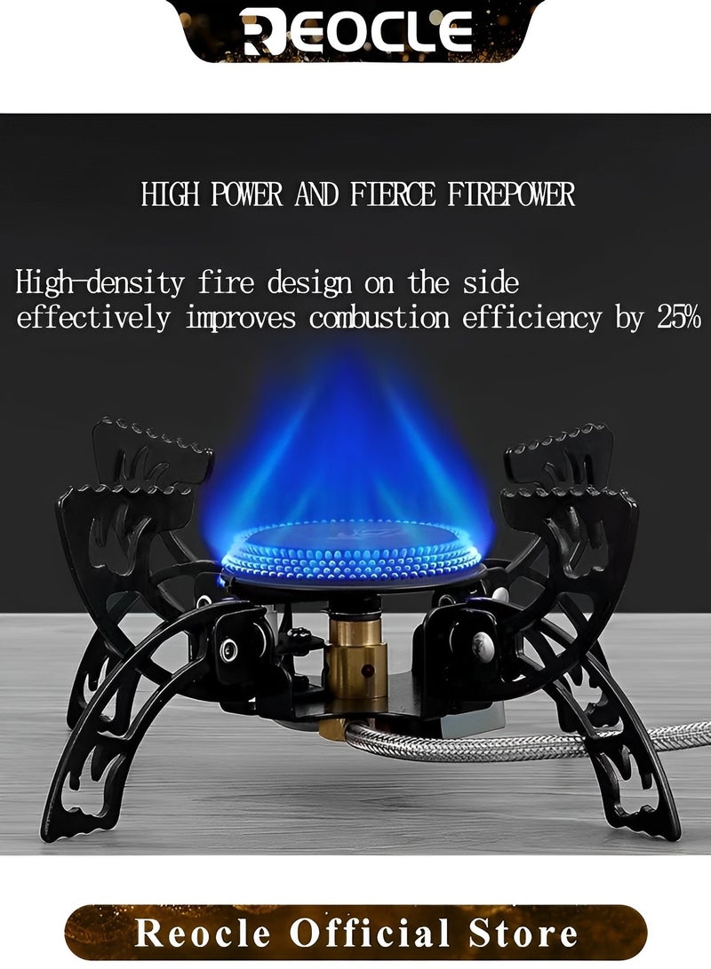 ريوكل مواقد التخييم مقاومة للرياح موقد غاز للتخييم محمول وقابل للطي مع حامل للقدر الصغير في الهواء الطلق للنزهة والتسلق - Image 3