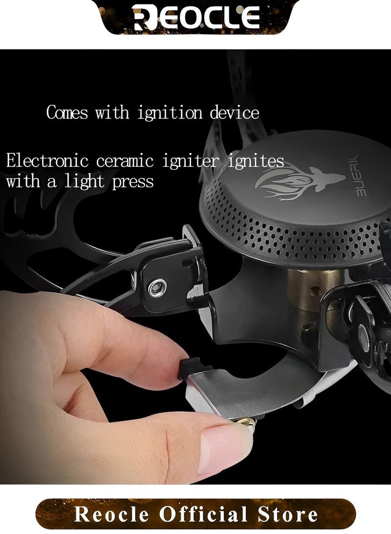 ريوكل مواقد التخييم مقاومة للرياح موقد غاز للتخييم محمول وقابل للطي مع حامل للقدر الصغير في الهواء الطلق للنزهة والتسلق - Image 4