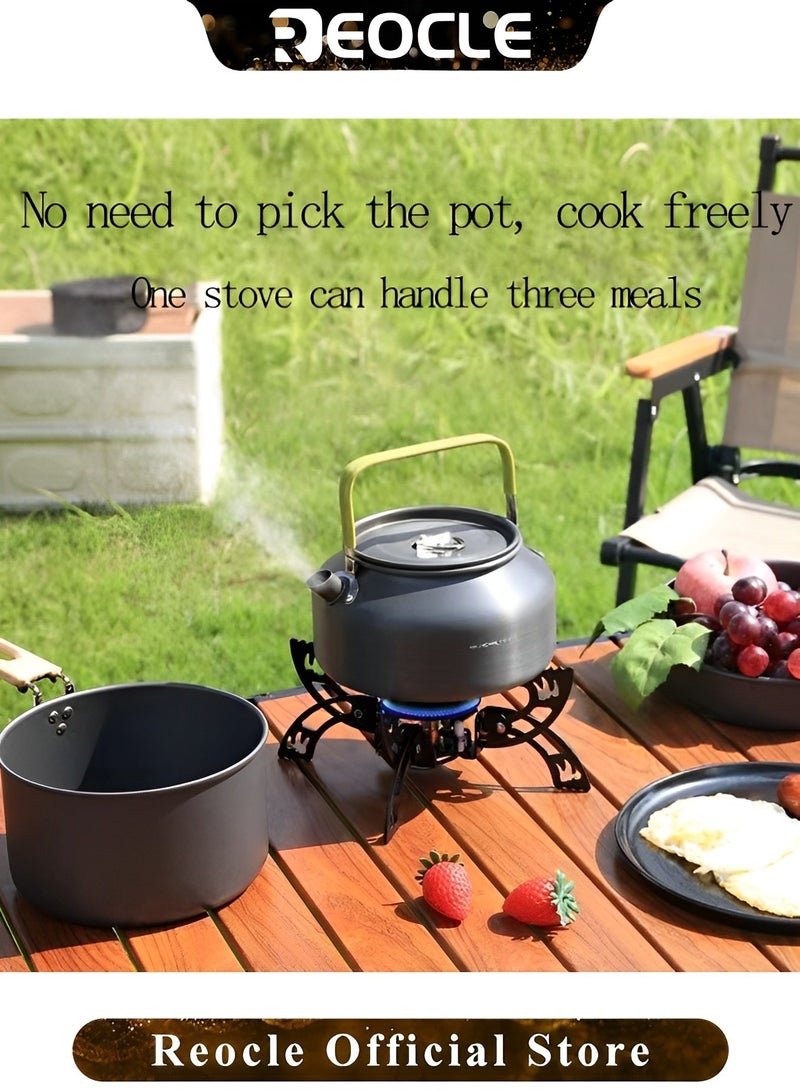 ريوكل مواقد التخييم مقاومة للرياح موقد غاز للتخييم محمول وقابل للطي مع حامل للقدر الصغير في الهواء الطلق للنزهة والتسلق - Image 5
