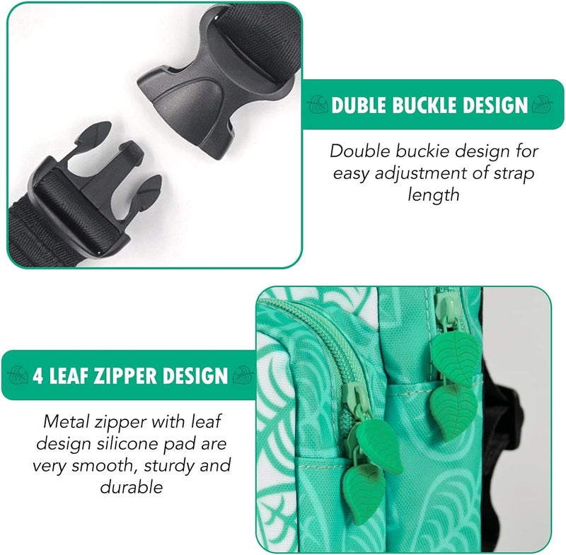 Zikra Cute Leaf Crossbody Bag, Crossing Shoulder Backpack Compatible with Switch Lite, Nylon Waterproof Travel Storage Bag for Nintendo Console, Dock, Joycons, Accessories - Image 5