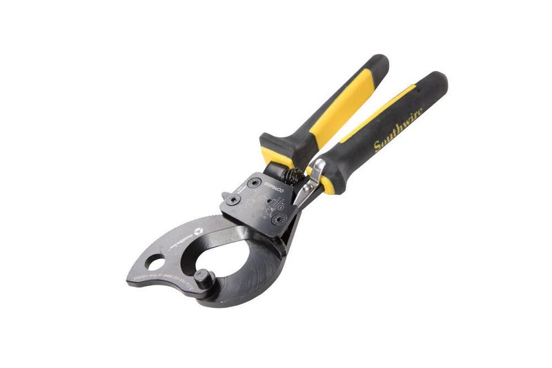 Southwire 59556240 Tools Equipment CCPR400S Ratcheting Cable Cutters With Comfort Grip Handles Easy To Use Quick Release Leaver Steel Blades Cut Up To 750 kcmil CU1000 kcmil AL Black