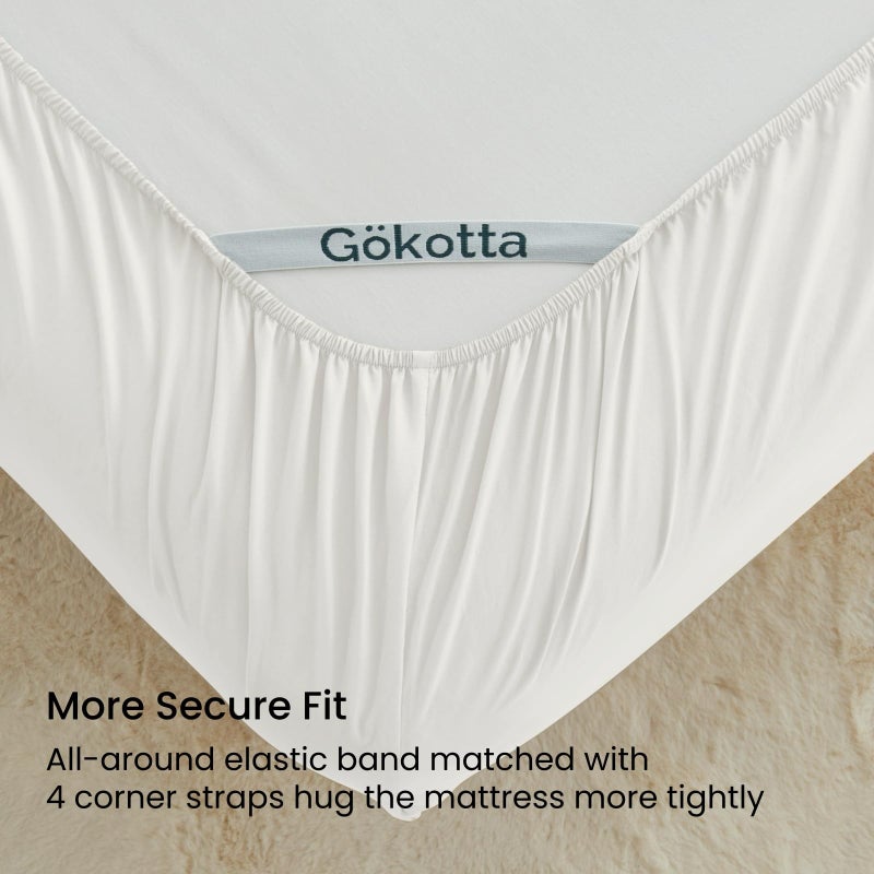 GOKOTTA 4-Pcs King Size Sheets Set  16-Inch Deep Pocket King Sheets with Elastic Corner Straps  Hotel Luxury Ultra Soft Brushed Microfiber Sheets King Size - Non Slip  Anti-Rip  Easy Care - White - Image 2