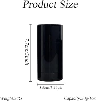 UPSTORE 3 Pcs 30ml1oz Black Plastic Empty Round Deodorant Containers Twist Up Filling Stick Deodorant Bottles Refillable Lip Balm Tube for DIY Cosmetic Lipstick Sunscreen - Image 2
