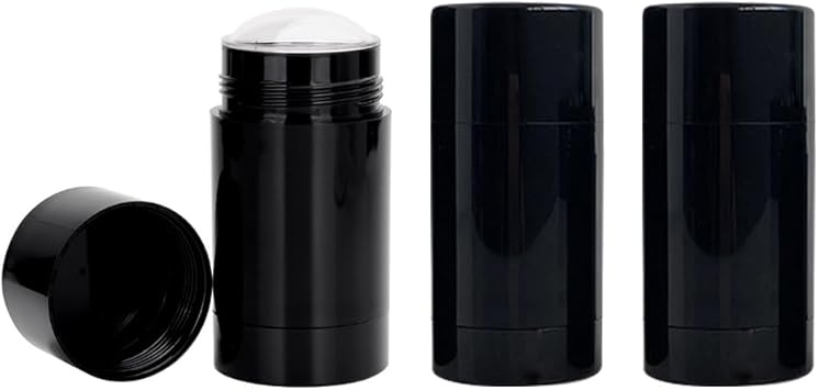 UPSTORE 3 Pcs 30ml1oz Black Plastic Empty Round Deodorant Containers Twist Up Filling Stick Deodorant Bottles Refillable Lip Balm Tube for DIY Cosmetic Lipstick Sunscreen - Image 1
