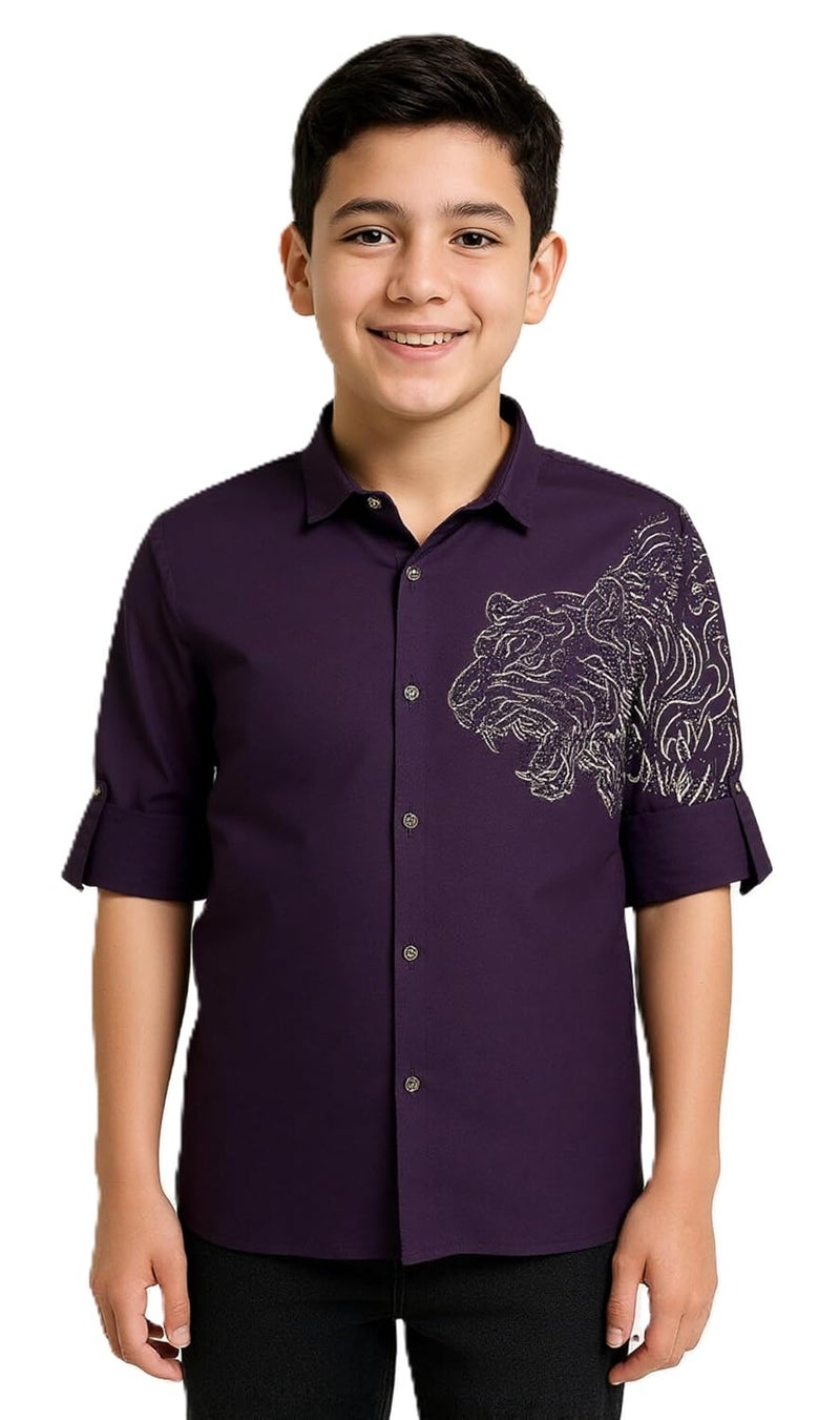 CHARCHIT Boys Regular Fit Printed Full Sleeve Shirt - Image 1