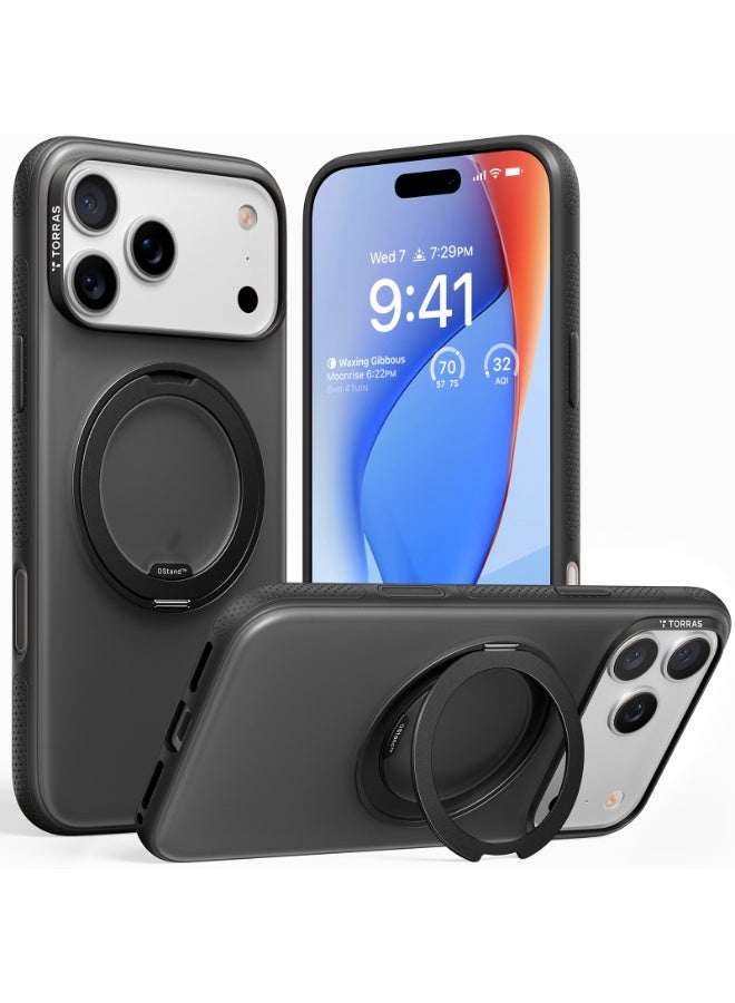 iPhone 17 Pro Max Case Ostand R Fitness Series (2025), 360° Magnetic Stand Case, MagSafe Compatible, Camera Control Button, Military Grade Protection, Slim Ostand O3 Design – black - Image 1