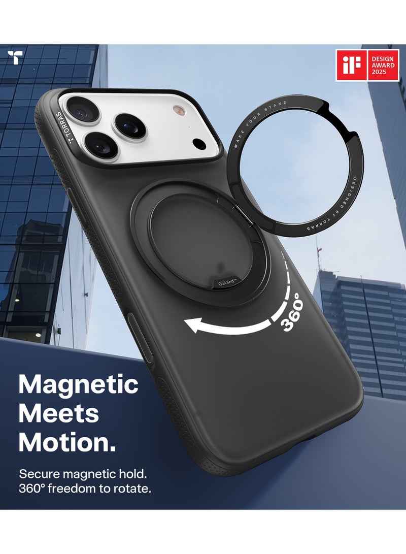 iPhone 17 Pro Max Case Ostand R Fitness Series (2025), 360° Magnetic Stand Case, MagSafe Compatible, Camera Control Button, Military Grade Protection, Slim Ostand O3 Design – black - Image 4