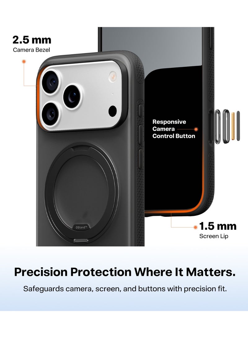 iPhone 17 Pro Max Case Ostand R Fitness Series (2025), 360° Magnetic Stand Case, MagSafe Compatible, Camera Control Button, Military Grade Protection, Slim Ostand O3 Design – black - Image 5