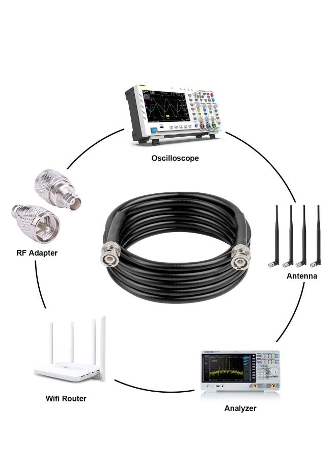 BNC Male to BNC Male Coaxial Cable, 50 ohm RG8X Coax Cable Ultra Low Loss BNC Jumper Cable for Antenna, RF Radio, Modem, Oscilloscope, Spectrum, Analyzer, Signal Generator,3M  - Image 2