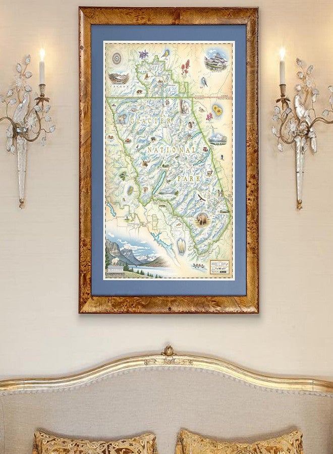 Xplorer Maps Glacier National Park Hand-Drawn Map - 24x18 Vintage-Style Lithographic Print - Made in USA - Image 2