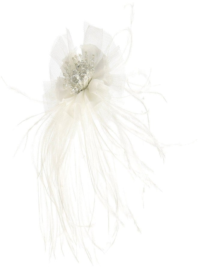 Lillian Rose 6" White 6" Marabou Feather Hair Clip