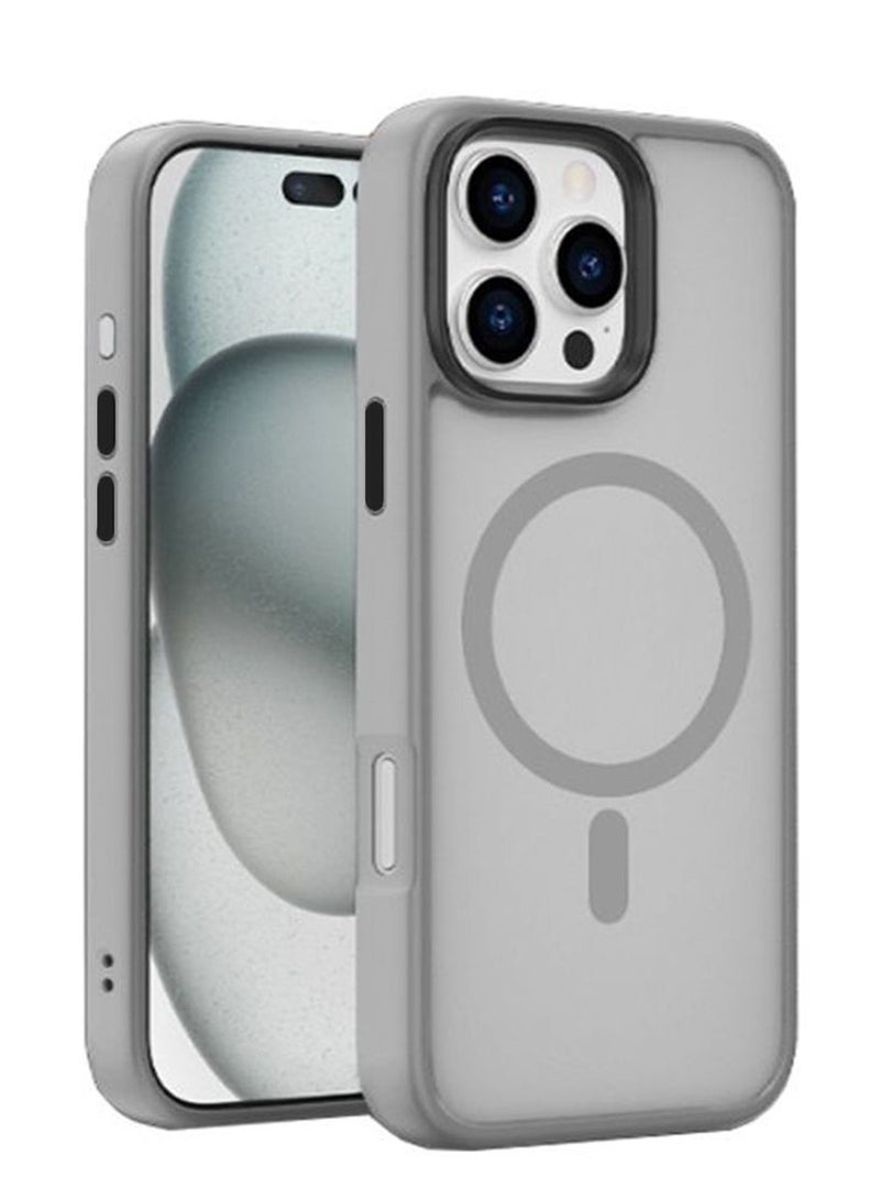 غطاء الحالة المغناطيسية لـ iPhone 16 Pro 5G ، 【متوافق مع Magsafe】 【Mil-Grade Drop Protection】 غطاء الحالة الخلفية للهاتف الوقائي الشفاف ضد الصدمات النحيف لـ iPhone 16 Pro 5G ، الرمادي - Image 1