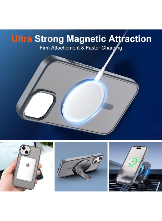 غطاء الحالة المغناطيسية لـ iPhone 16 Pro 5G ، 【متوافق مع Magsafe】 【Mil-Grade Drop Protection】 غطاء الحالة الخلفية للهاتف الوقائي الشفاف ضد الصدمات النحيف لـ iPhone 16 Pro 5G ، الرمادي - Image 3