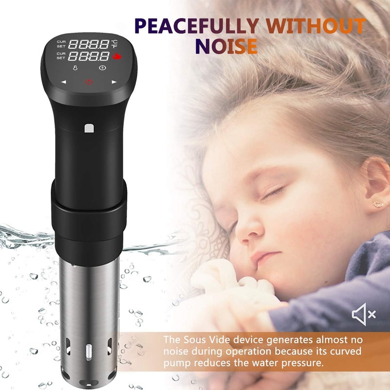 Fityou Sous Vide Cooker 1100W, Thermal Immersion Circulator with Recipe and Adjustable Clamp, Sous Vide Heater with Accurate Temperature & Digital Timer, Ultra Quiet Stainless Steel - Image 4
