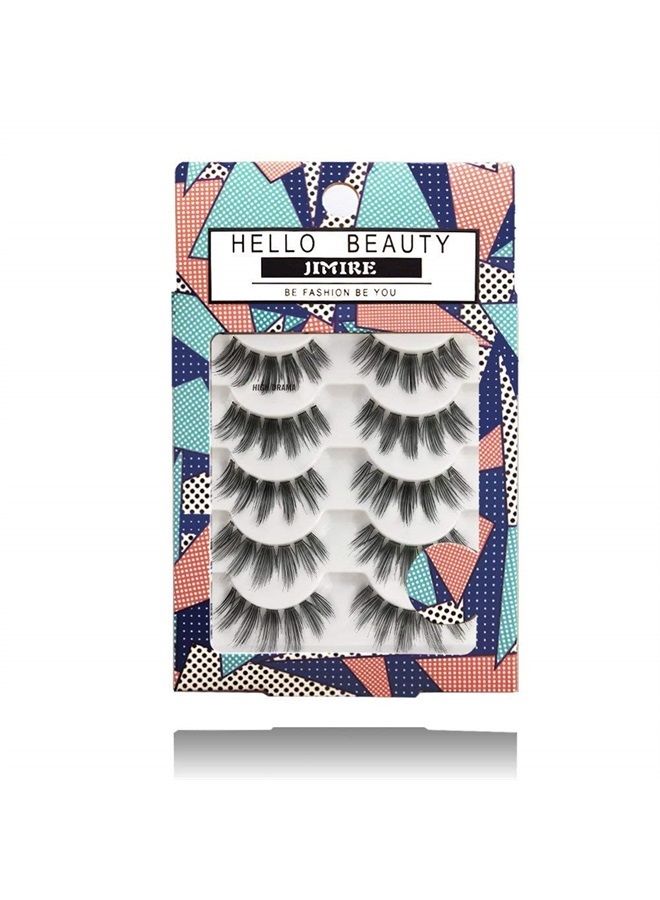 JIMIRE HELLO BEAUTY Multipack High Drama 615 Eyelashes Manga Anime Lashes 5 Pairs Pack - Image 1