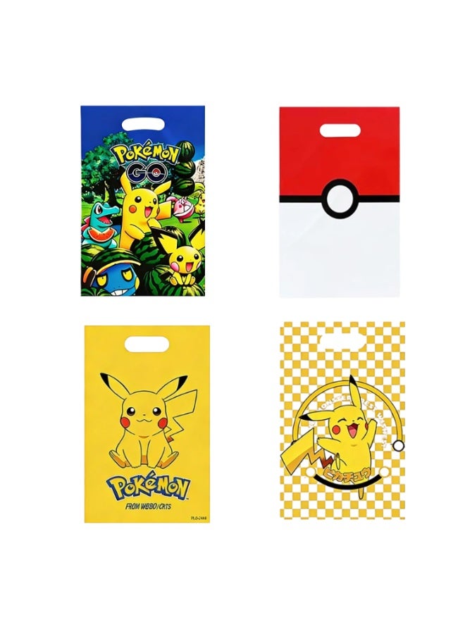 20Pcs Pikachu Party Favor Bags for Kids (4 Designs, 5 Each), Cute Pikachu Gift Bags with Handles, Pikachu Goodie Bags for Birthday Party Candy Treat Bags, Birthday Party Decoration Supplies
