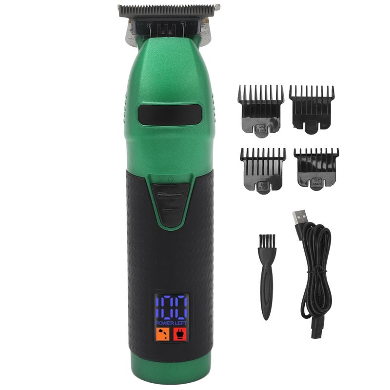 Electric Hair Clipper for Men Cordless Rechargeable LED Display Hair Cutting Trimmer with 4 Guide Comb Green Black - Image 1